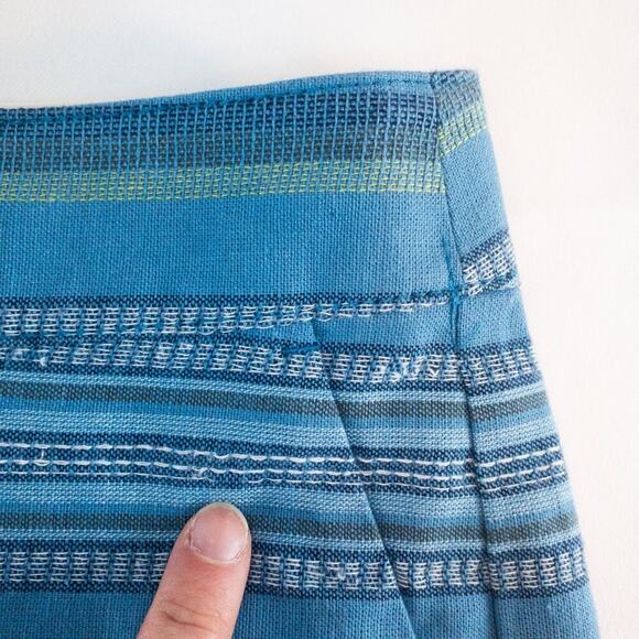 LOFT Striped Blue Green White Mini Shorts Womens Size 2 - Picture 5 of 12